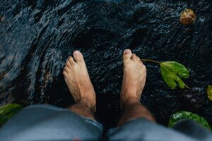 a person's feet in water